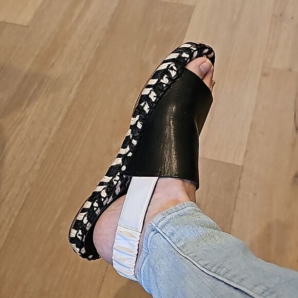 Proenza Schouler leather slingback flat espadilles black and white size 7.5 - Picture 9 of 12